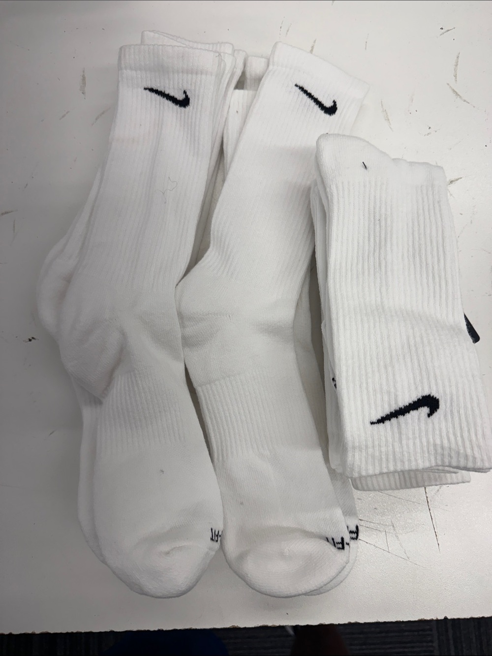 Nike White Crew Athletic Socks with Black Swoosh - 9 Pair- Everyday Plus 8-12